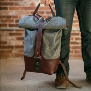 Motorcycle - Gray and Brown Men's ruck sack backpack